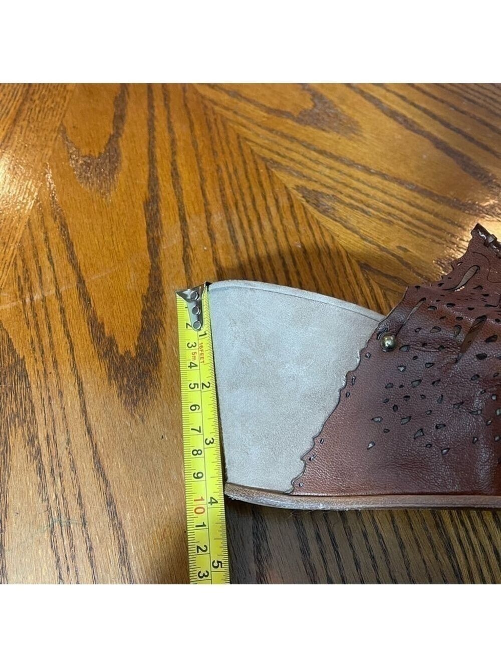 NAPOLEONI women platform wedge sandals mules brown leather Sz 38 - Picture 16 of 16